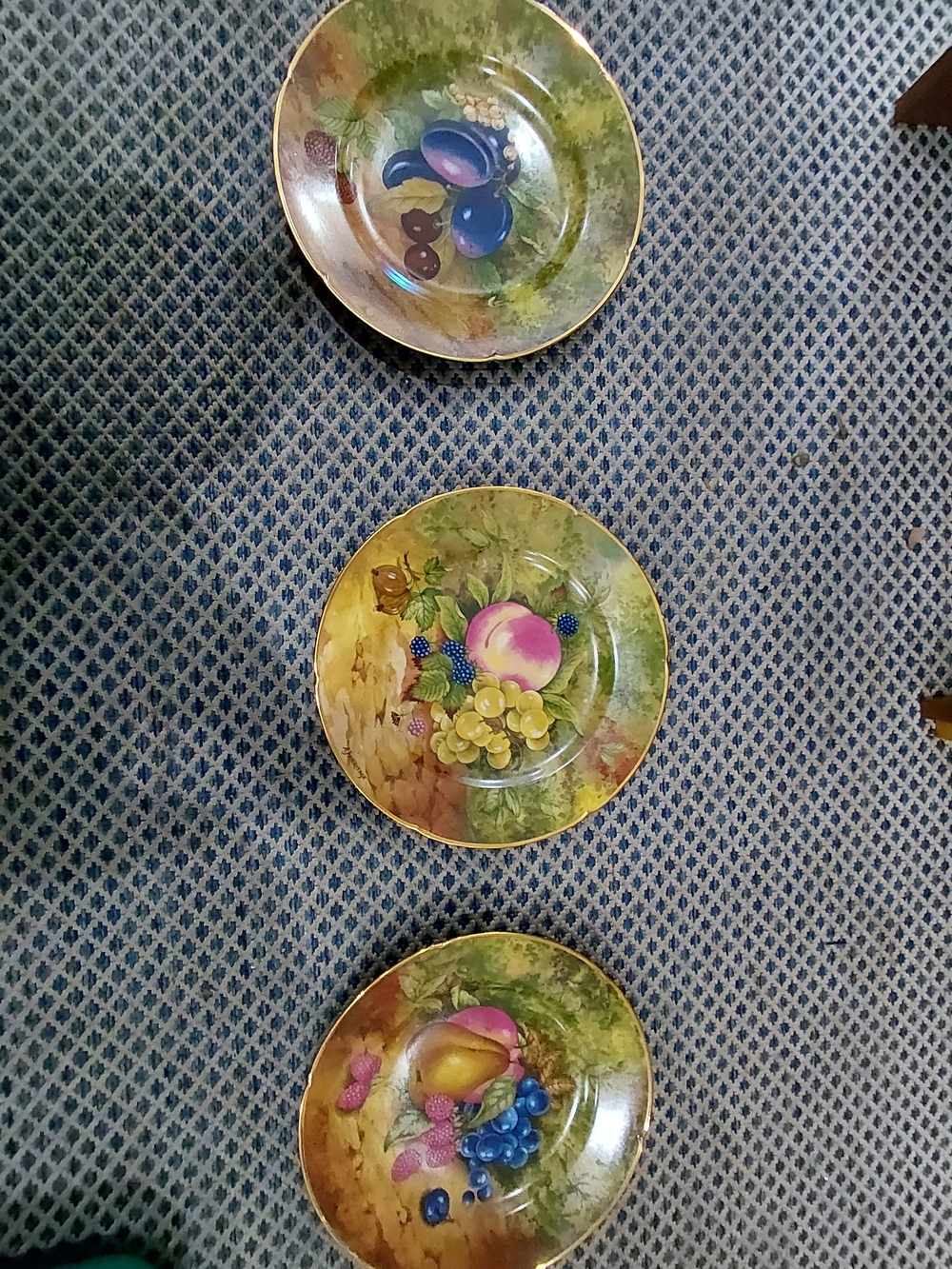 Limoges Hand-Painted Fruit Dessert Plates – Green, Yellow, Blue